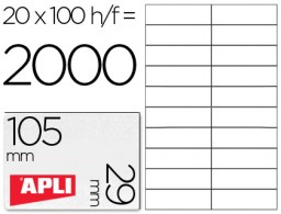 CJ100 hojas A4 2000 etiquetas adhesivas Apli 01299 105x29mm. ILC